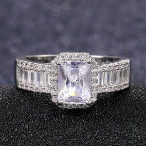 💞 Trendy Radiant Cut Dazzling Zircon Rectangle Rings for Women, PD164